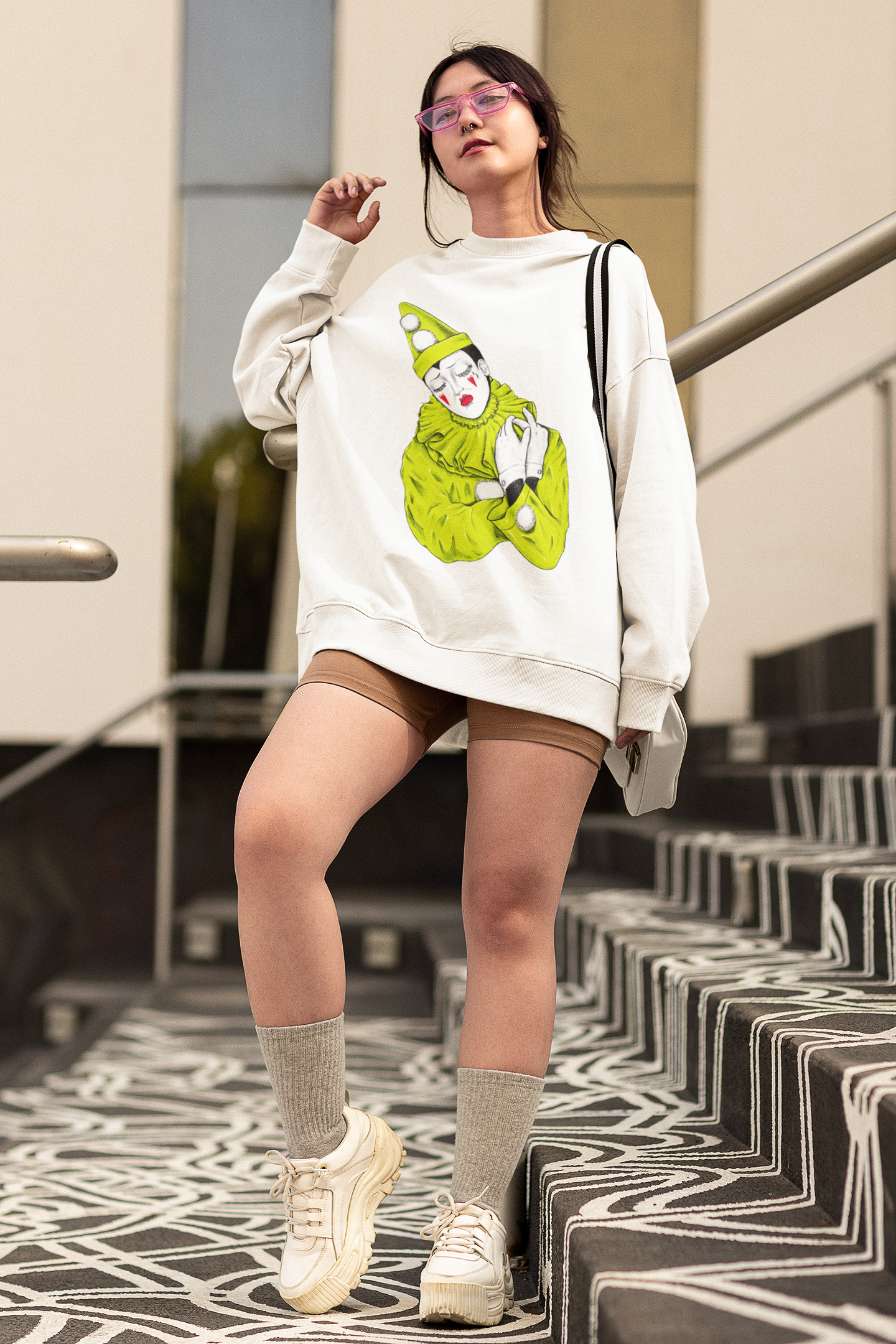 green clown sweater